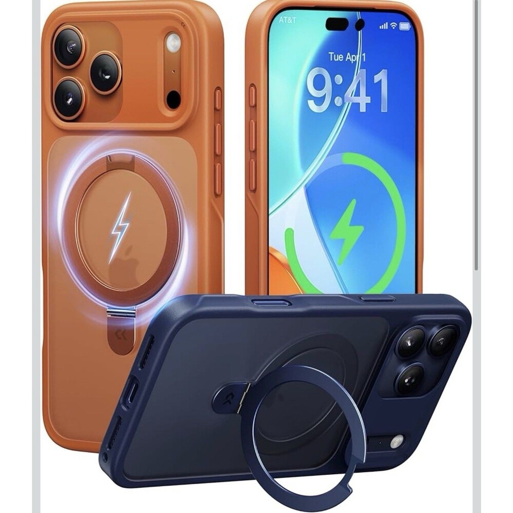 CASEKOO Iphone 17 Pro Orange w/ Rotating Magnetic Stand MagSafe Drop Protection